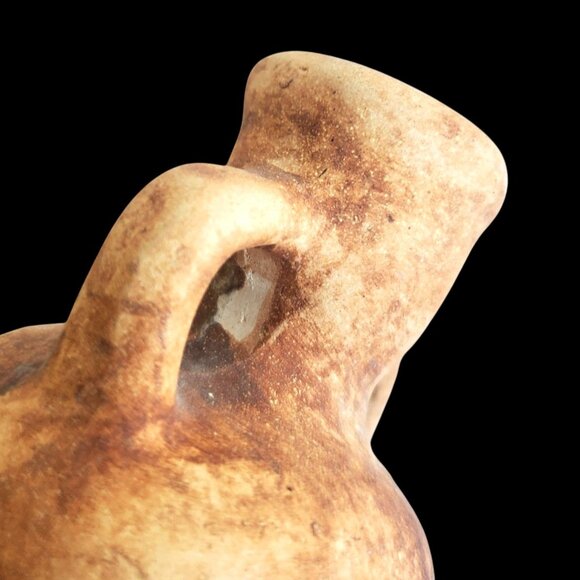 Miniature Amphora Vase With Woman Figure Lifting Skirt to Show Behind Anasyrma - Picture 4 of 13